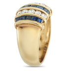18K Yellow Gold 0.60ct Diamond and Sapphire Ring