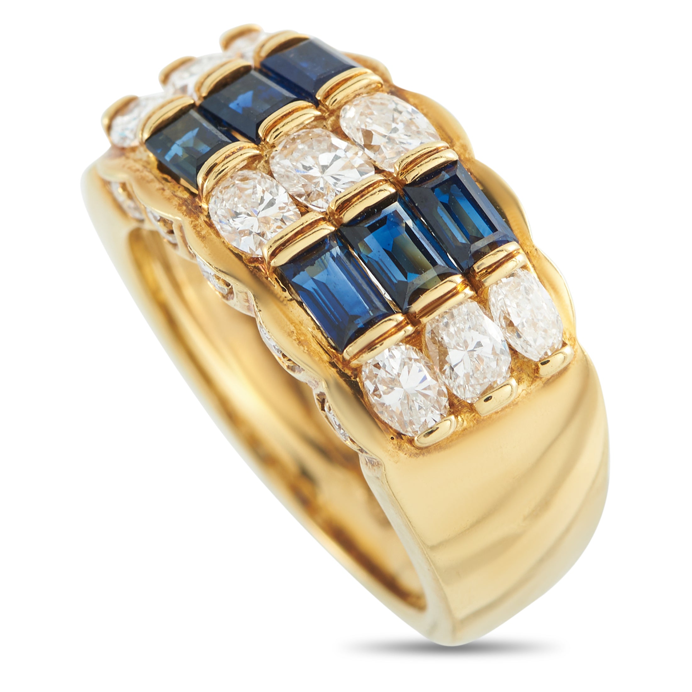 18K Yellow Gold 1.44ct Diamond and Sapphire Ring