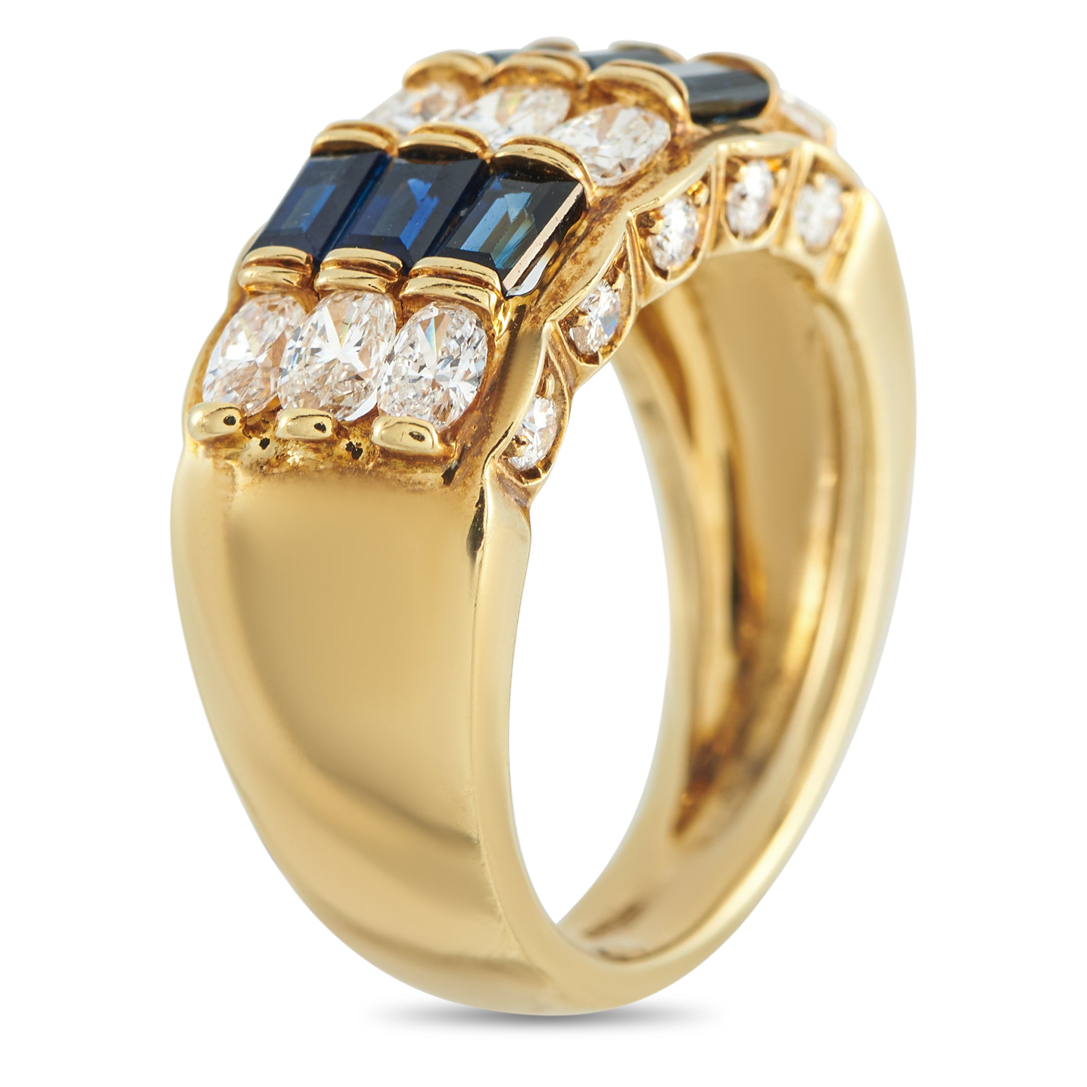 18K Yellow Gold 1.44ct Diamond and Sapphire Ring