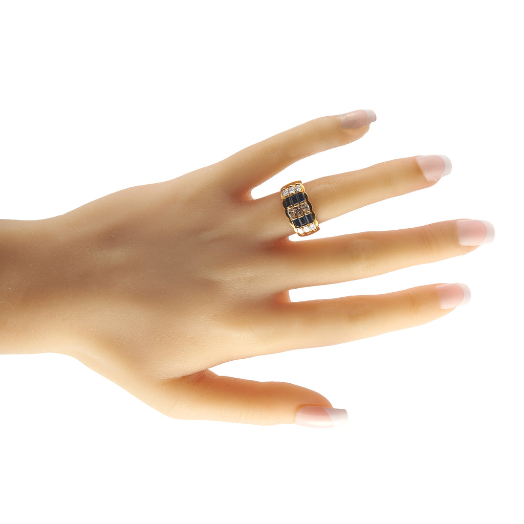 18K Yellow Gold 1.44ct Diamond and Sapphire Ring