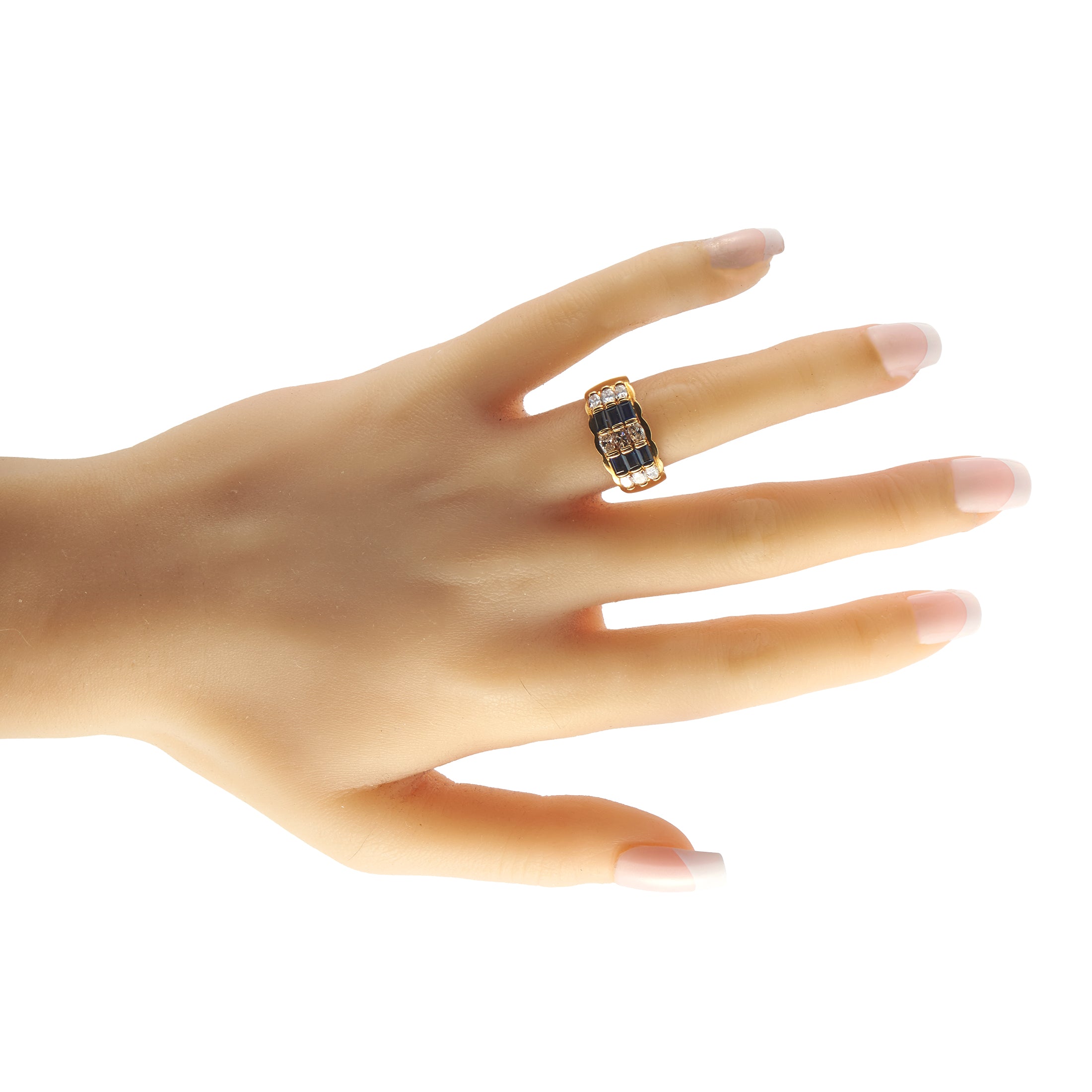 18K Yellow Gold 1.44ct Diamond and Sapphire Ring