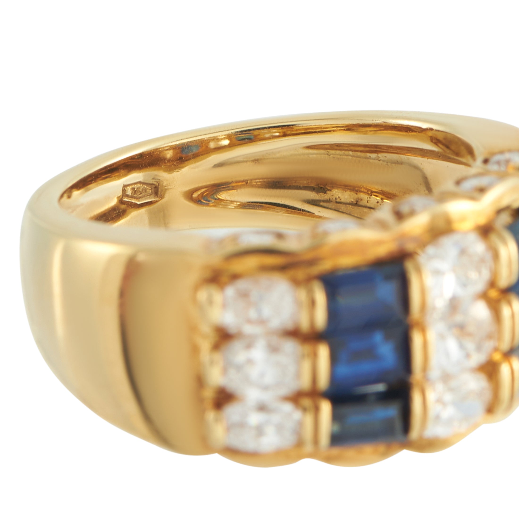 18K Yellow Gold 1.44ct Diamond and Sapphire Ring