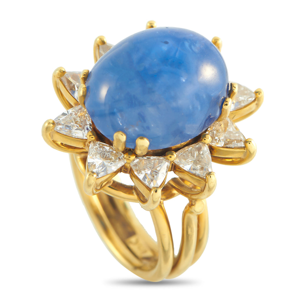 18K Yellow Gold 2.50ct Diamond and Sapphire Ring