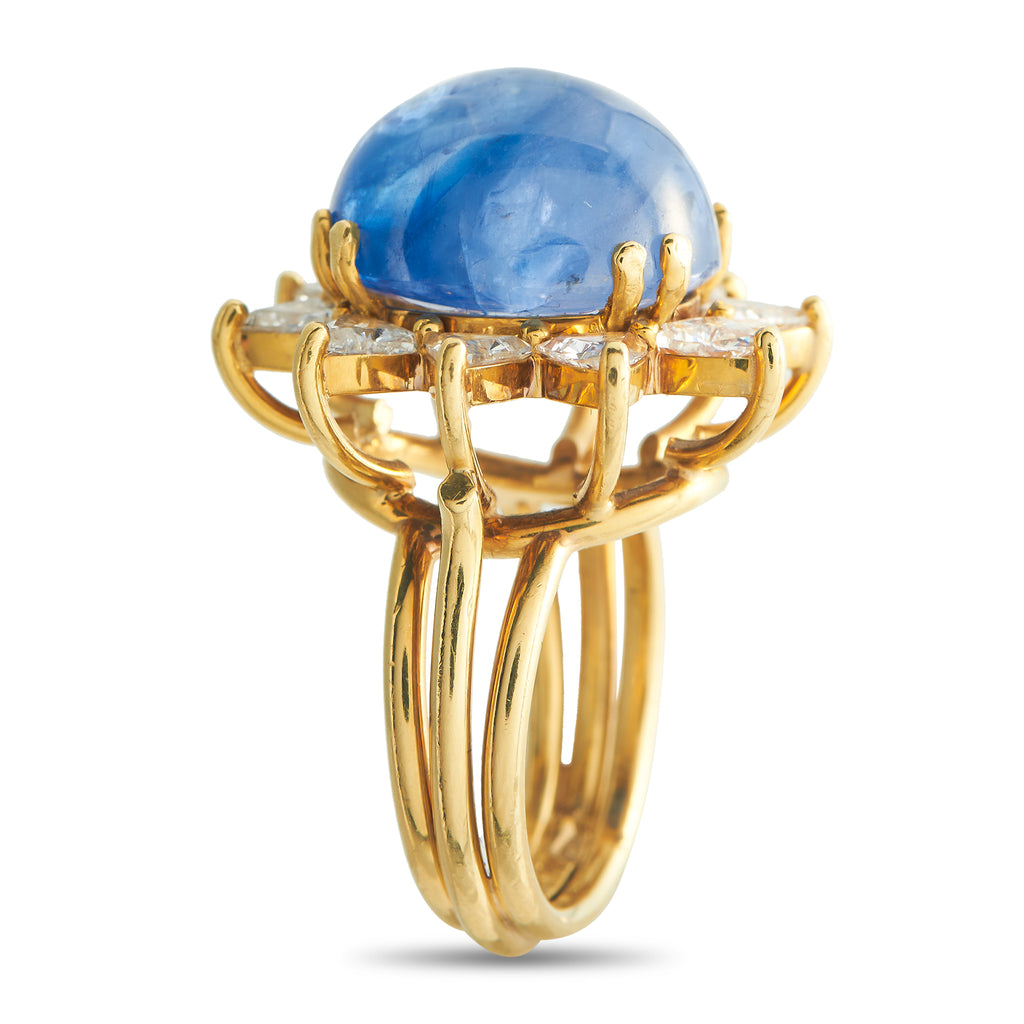 18K Yellow Gold 2.50ct Diamond and Sapphire Ring
