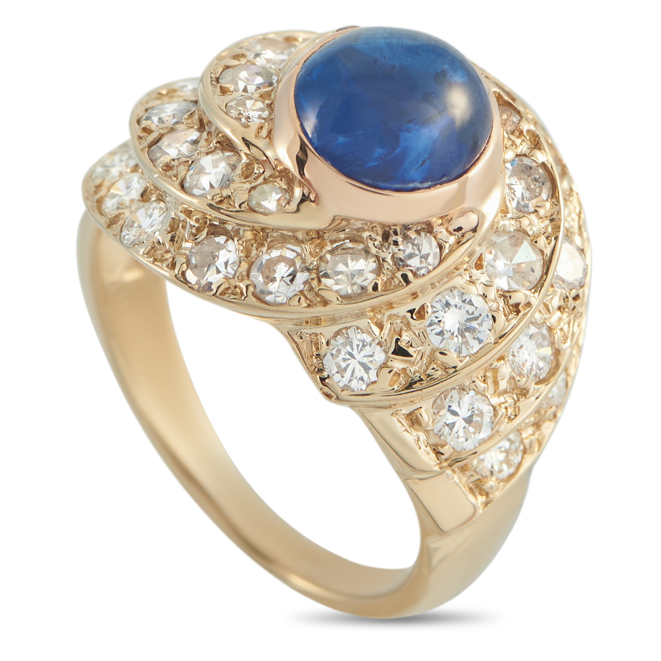 14K Yellow Gold 2.15ct Diamond and Sapphire Ring