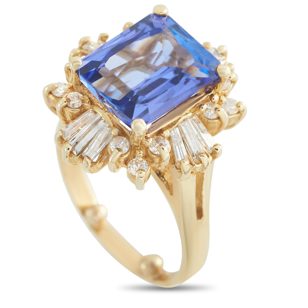14K Yellow Gold 1.20ct Diamond and Tanzanite Ring