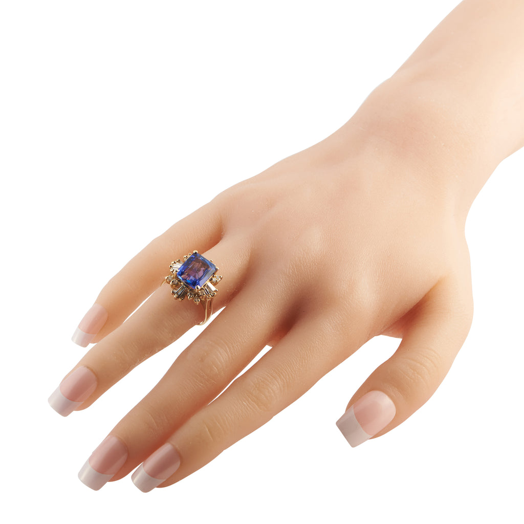 14K Yellow Gold 1.20ct Diamond and Tanzanite Ring