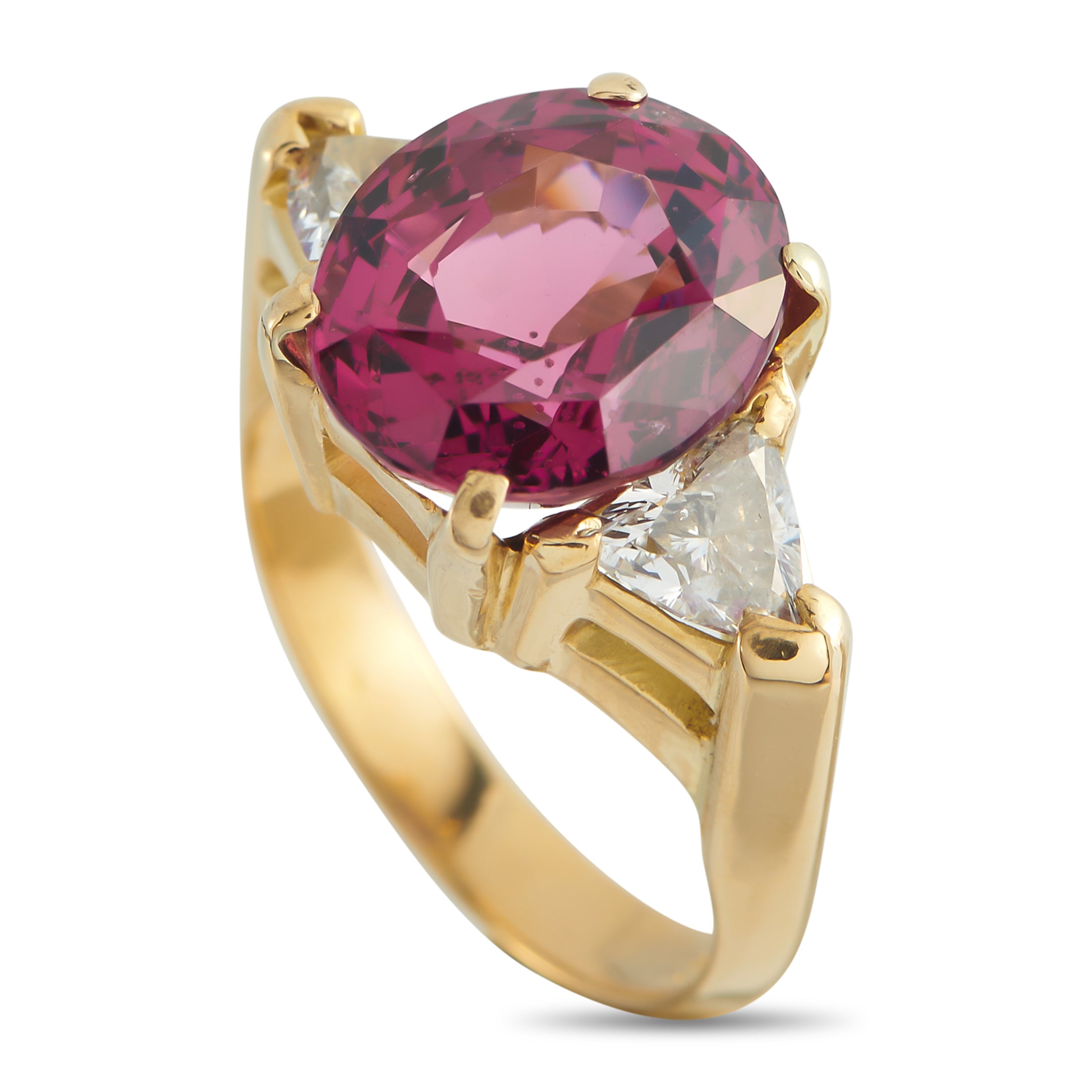18K Yellow Gold 0.80ct Diamond and Spinel Ring