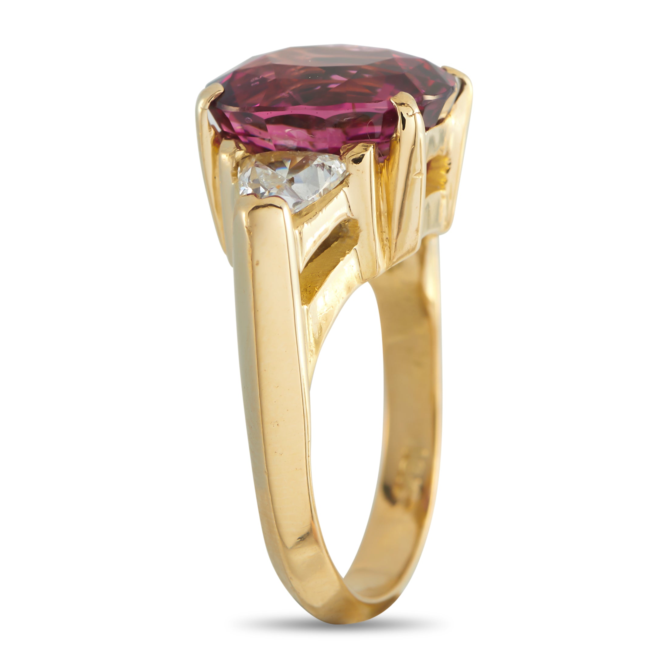 18K Yellow Gold 0.80ct Diamond and Spinel Ring