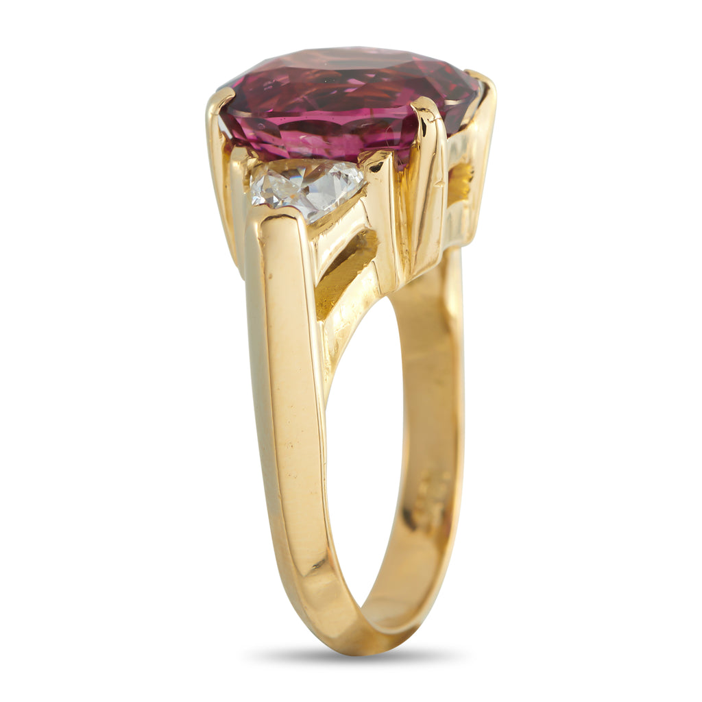 18K Yellow Gold 0.80ct Diamond and Spinel Ring