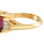 18K Yellow Gold 0.80ct Diamond and Spinel Ring