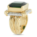 Exclusive 18K Yellow and White Gold 0.28ct Diamond and Tourmaline Ring