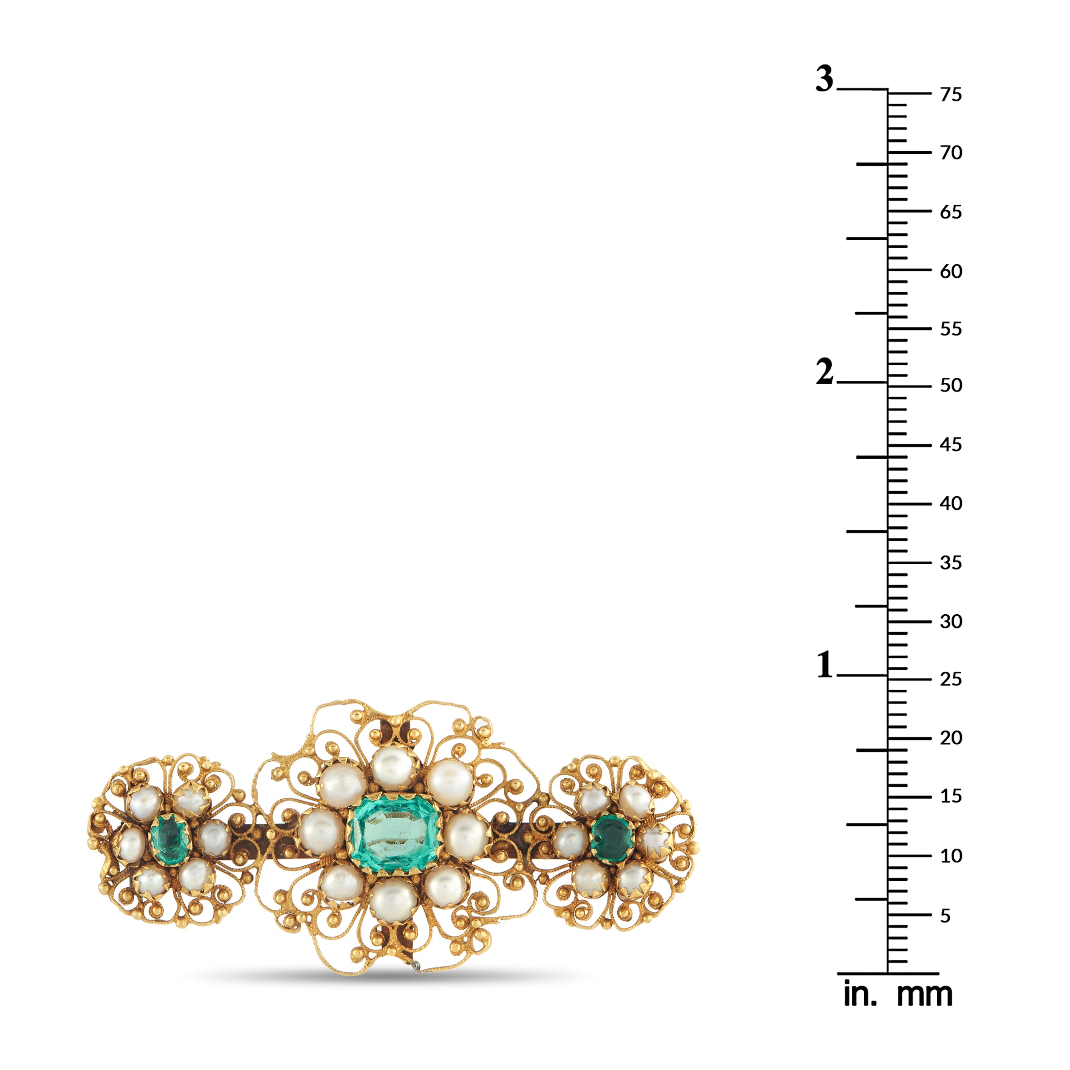 18K Yellow Gold 1.10ct Emerald Brooch