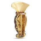 18K Yellow Gold Sapphire, Ruby, and Enamel French Blackamoor Brooch