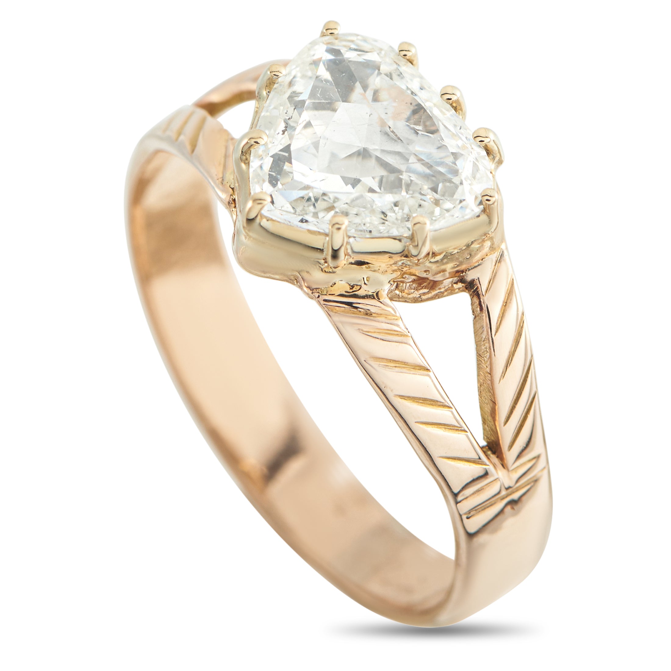 Antique English 9K Rose Gold 1.21ct Diamond Ring