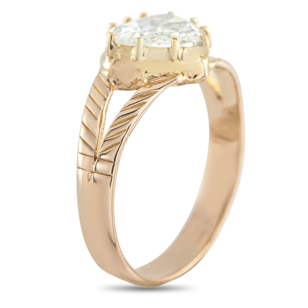 Antique English 9K Rose Gold 1.21ct Diamond Ring