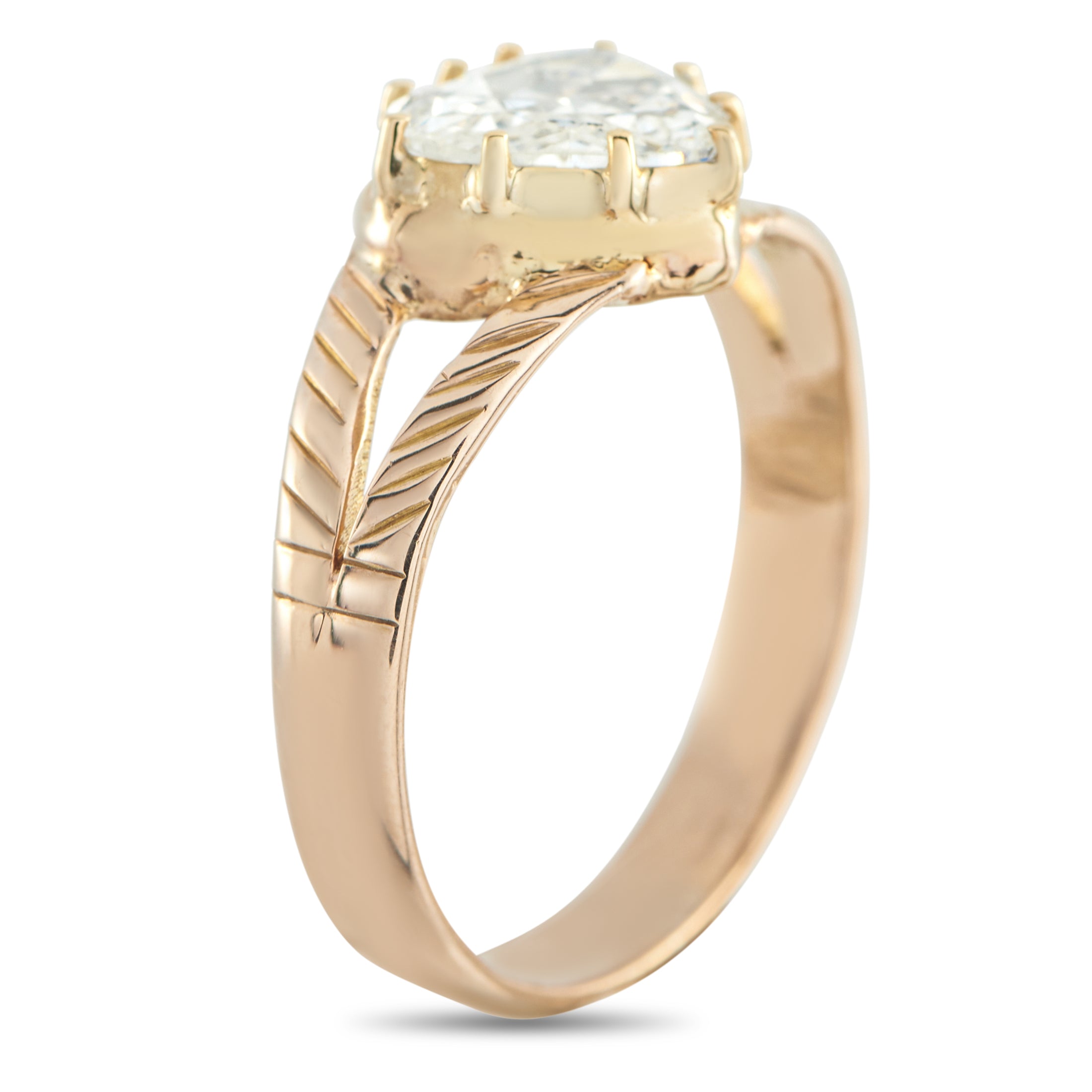 Antique English 9K Rose Gold 1.21ct Diamond Ring