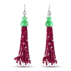 Exclusive 11.50ct Briolette Diamond, Ruby and Jade Tassel Earrings MF08-072524 – Steal the show regardless of what you’re wea
