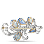 Platinum, 14K Rose Gold 2.20ct Diamond and Sapphire Brooch