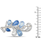 Platinum, 14K Rose Gold 2.20ct Diamond and Sapphire Brooch