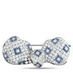 18K Yellow Gold and Platinum 5.0ct Diamond and Sapphire Art Deco Brooch
