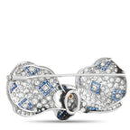 18K Yellow Gold and Platinum 5.0ct Diamond and Sapphire Art Deco Brooch