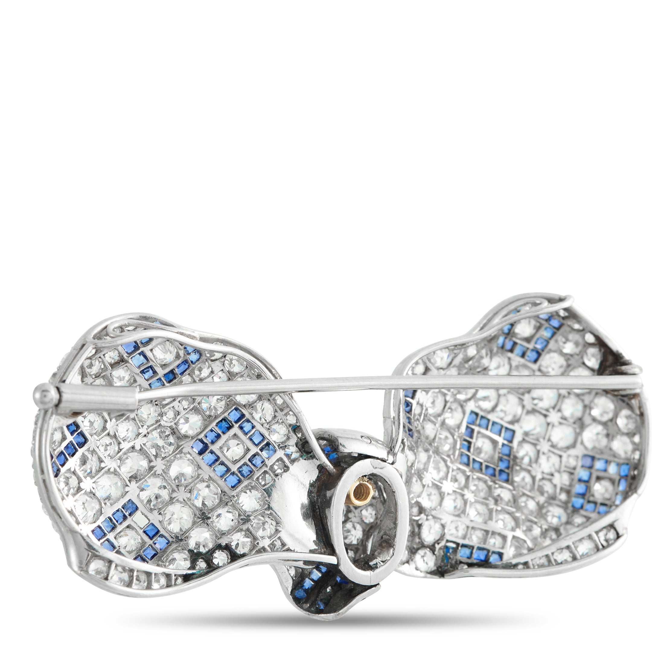 18K Yellow Gold and Platinum 5.0ct Diamond and Sapphire Art Deco Brooch