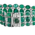 Platinum Diamond and Emerald Bracelet