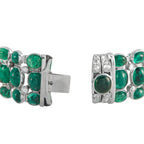 Platinum Diamond and Emerald Bracelet