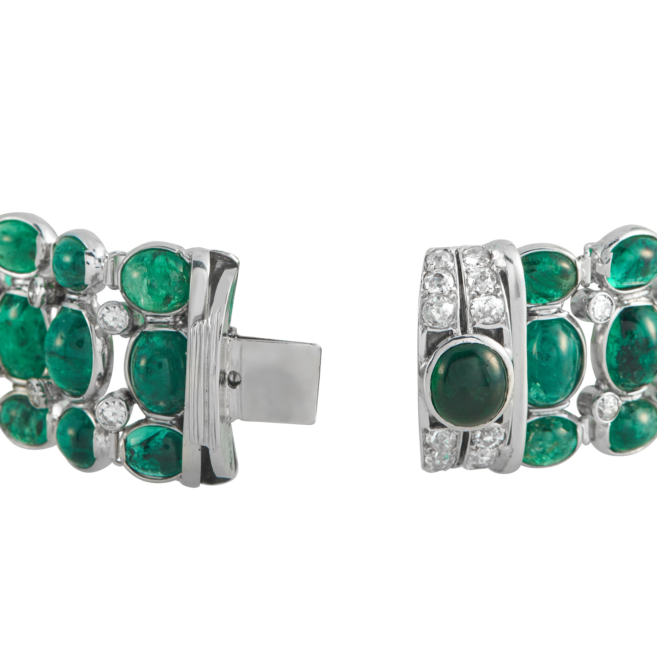 Platinum Diamond and Emerald Bracelet