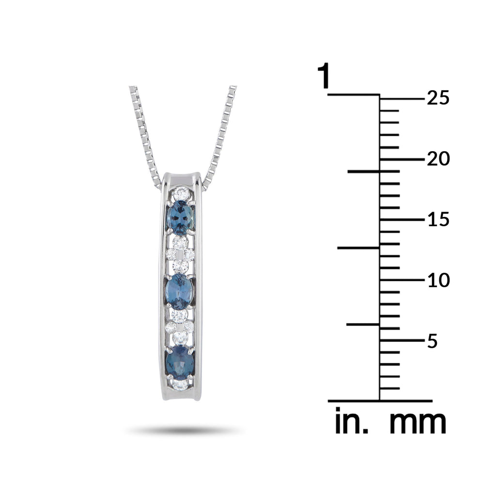 Exclusive Platinum 0.10ct Diamond and Alexandrite Bar Necklace