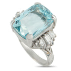 Exclusive Platinum 0.81ct Diamond and Aquamarine Ring - The tranquil glow of this aquamarine ring invites serenity into any fine jewelry collection. An Exclusive  piece, this platin