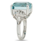 Exclusive Platinum 0.81ct Diamond and Aquamarine Ring