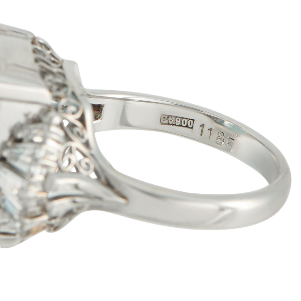 Exclusive Platinum 0.81ct Diamond and Aquamarine Ring