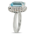 Platinum 0.48ct Diamond and Aquamarine Ring