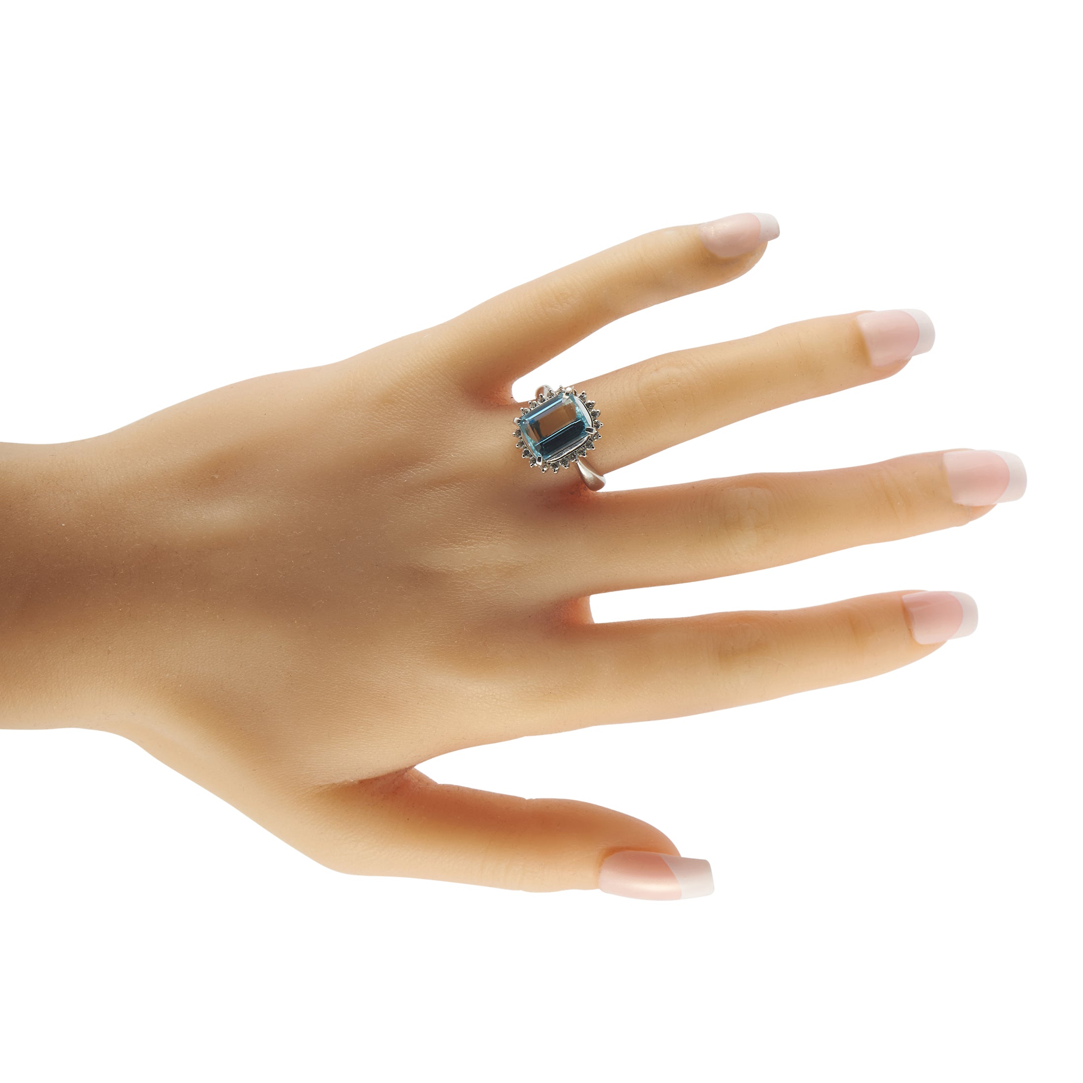 Platinum 0.48ct Diamond and Aquamarine Ring