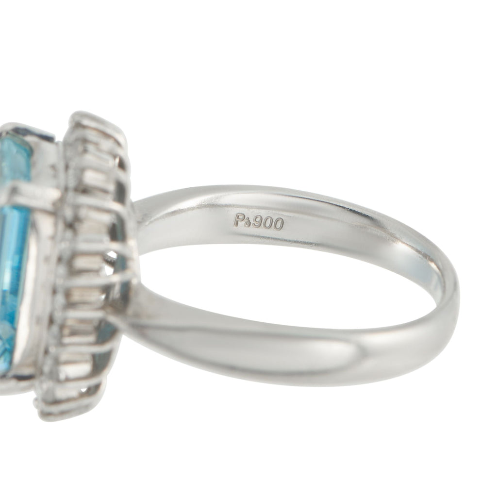 Exclusive Platinum 0.48ct Diamond and Aquamarine Ring