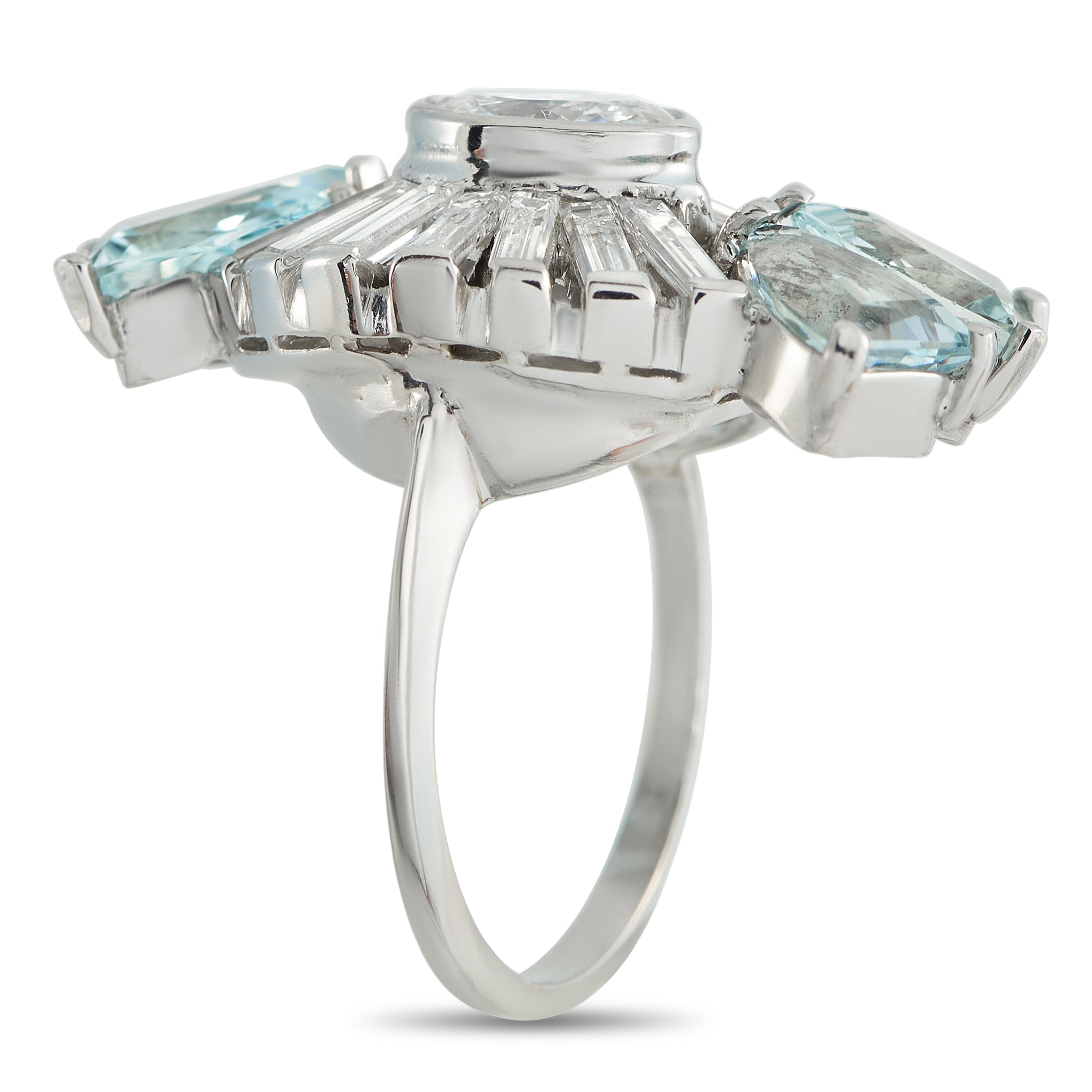 Platinum 2.50ct Diamond and Aquamarine Ring