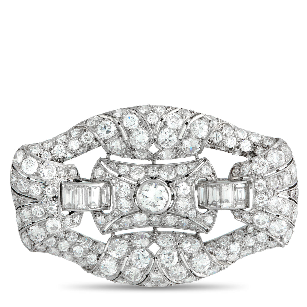 Exclusive Platinum 5.04ct Diamond Art Deco Brooch