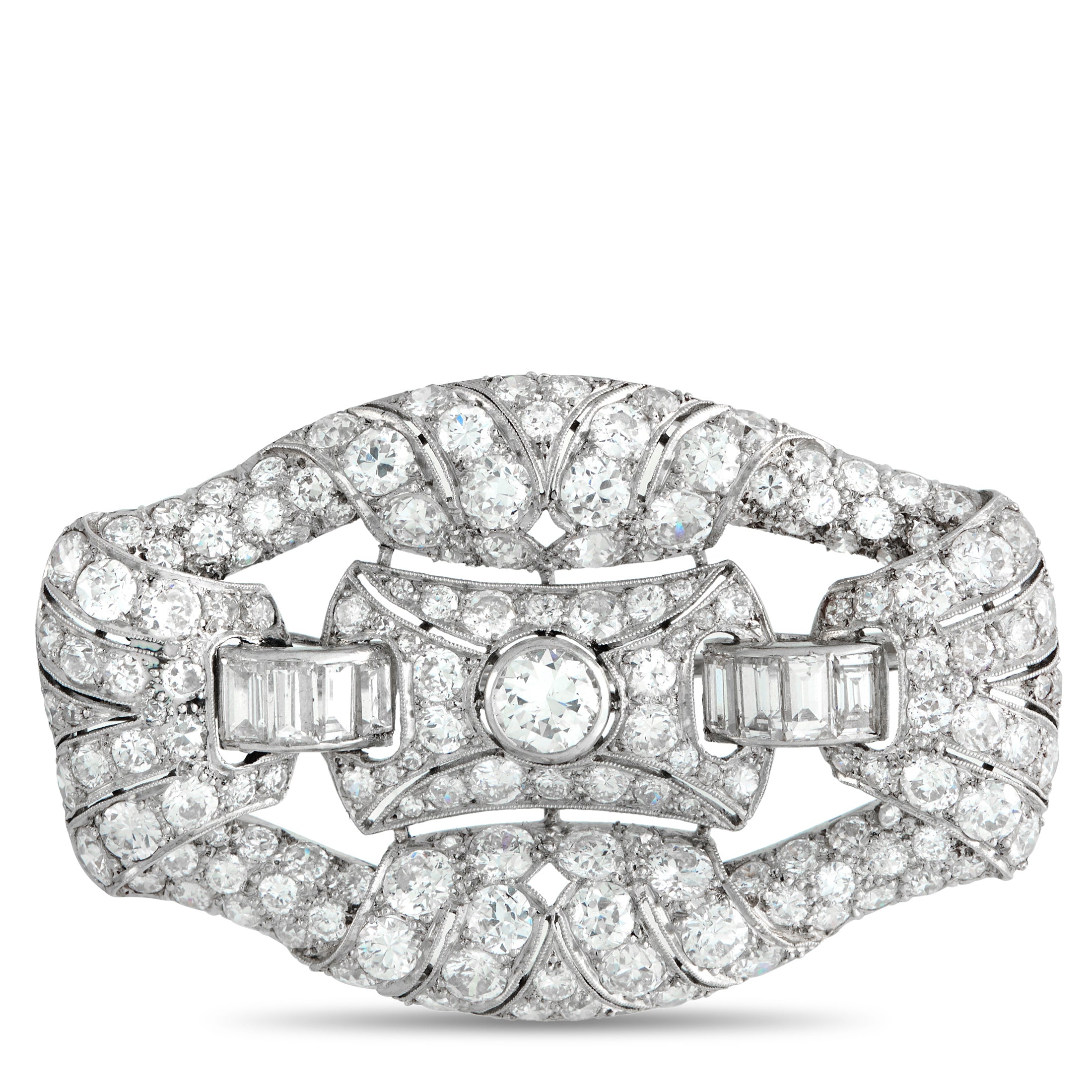 Exclusive Platinum 5.04ct Diamond Art Deco Brooch