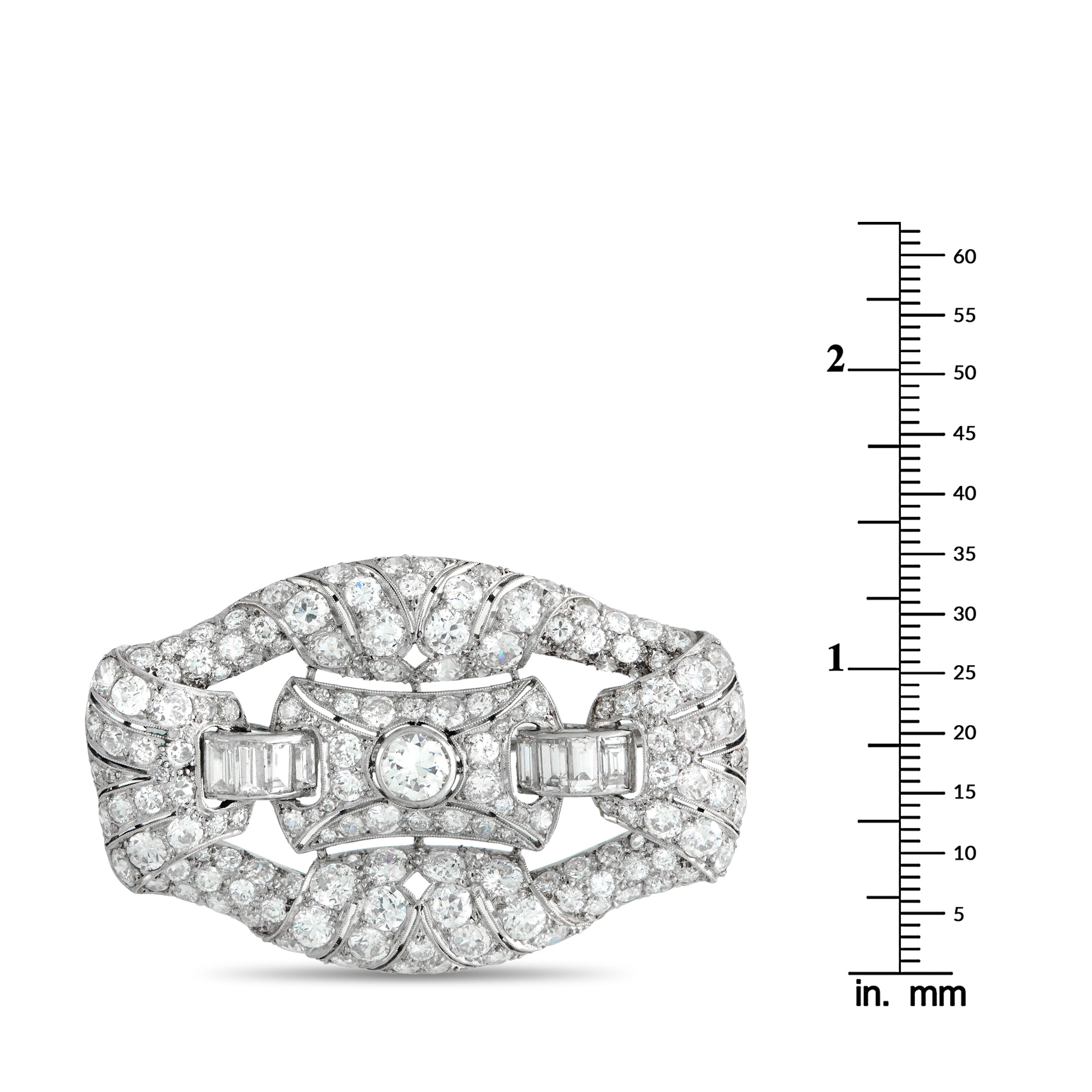 Exclusive Platinum 5.04ct Diamond Art Deco Brooch