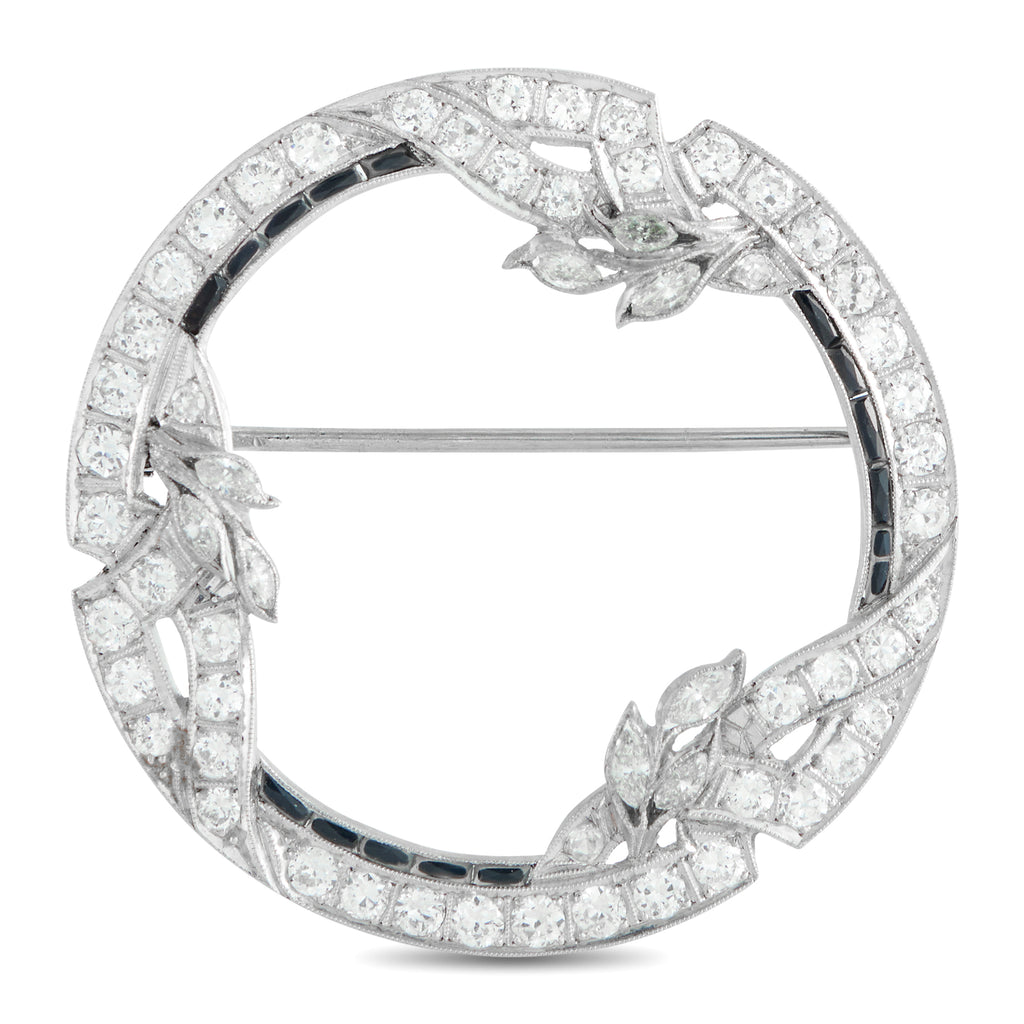 Art Deco Platinum 1.70ct Diamond and Sapphire Brooch