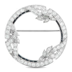 Art Deco Platinum 1.70ct Diamond and Sapphire Brooch