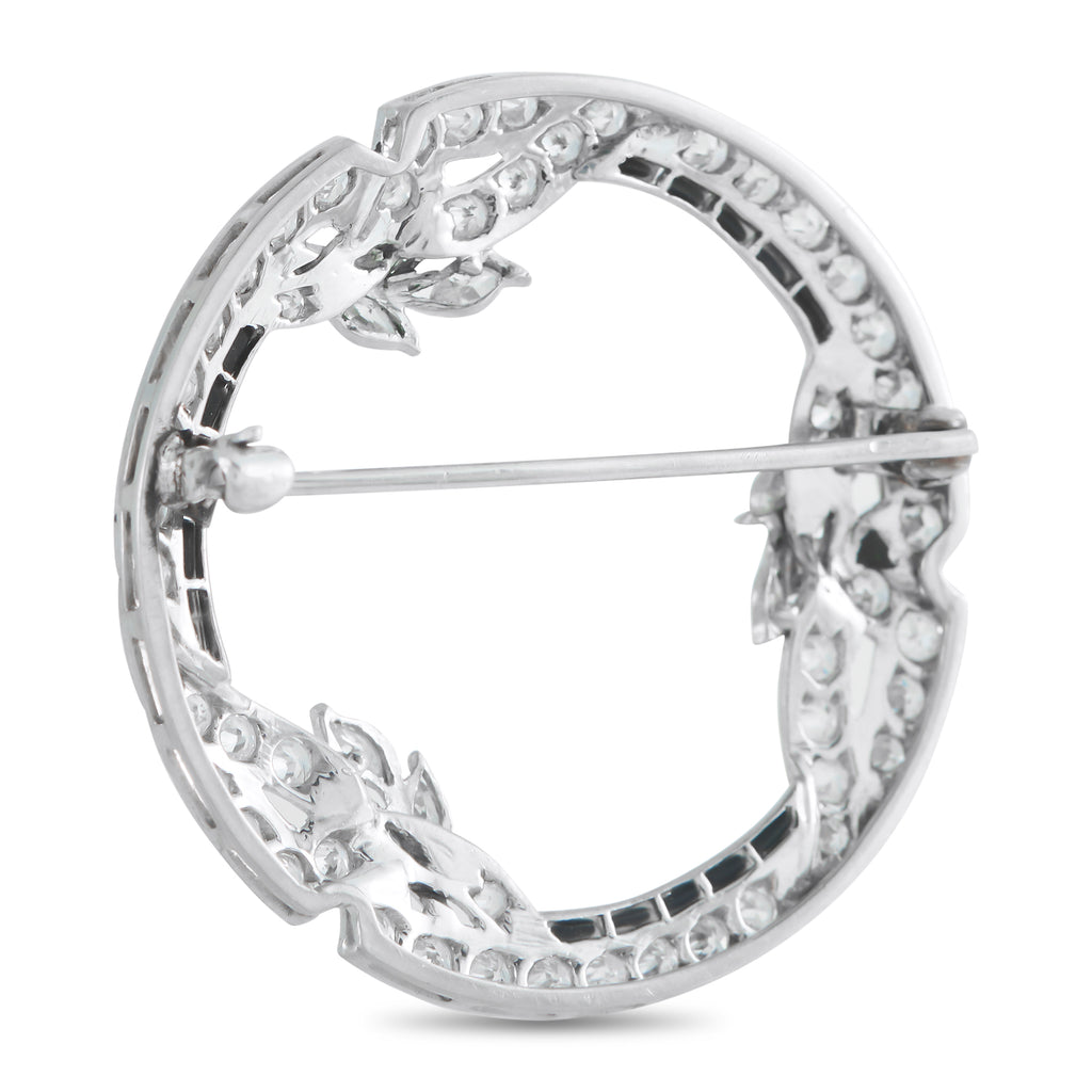 Art Deco Platinum 1.70ct Diamond and Sapphire Brooch