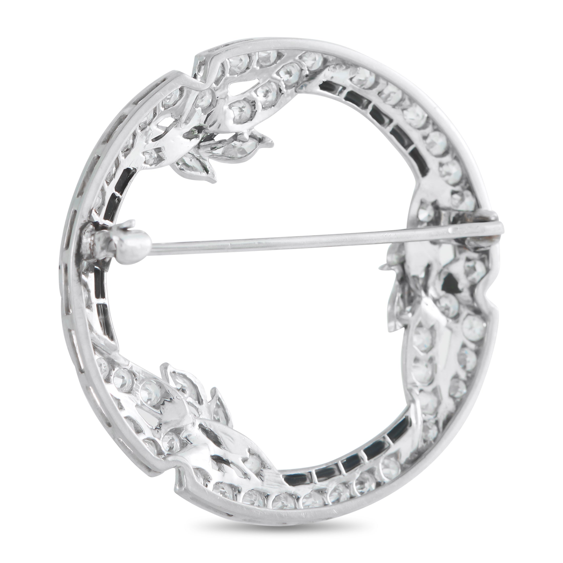Art Deco Platinum 1.70ct Diamond and Sapphire Brooch