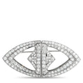 Platinum diamond brooch with oval pavé setting and central vertical bar, pin back
