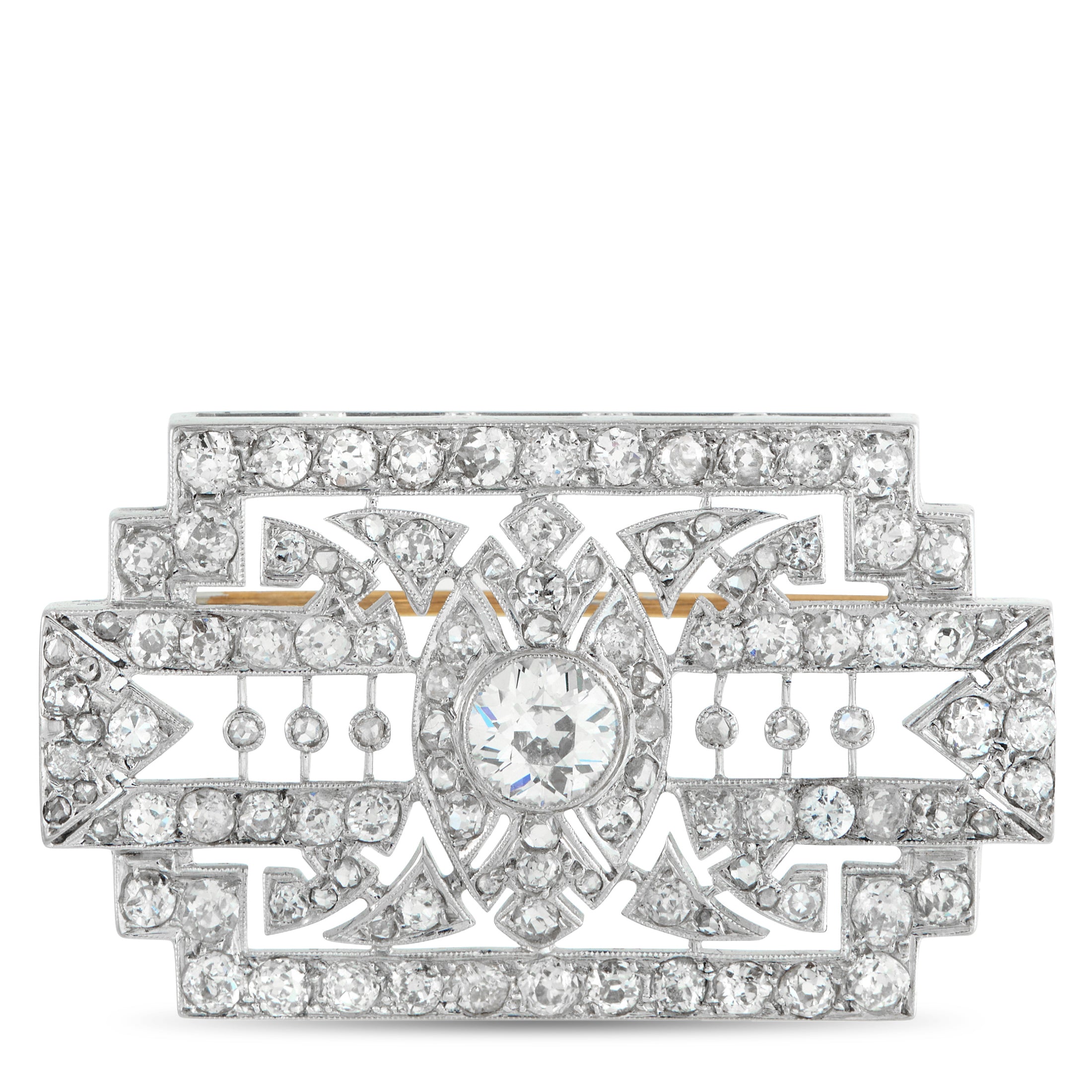 Platinum 3.70ct Diamond Art Deco Brooch