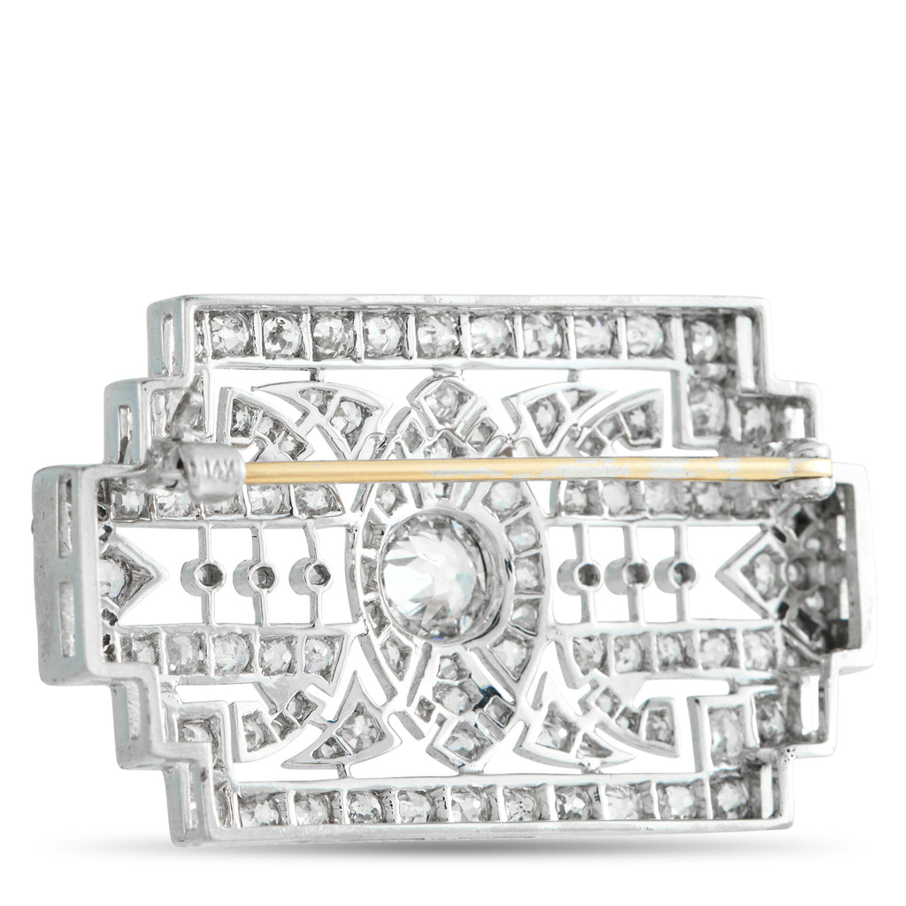 Platinum 3.70ct Diamond Art Deco Brooch
