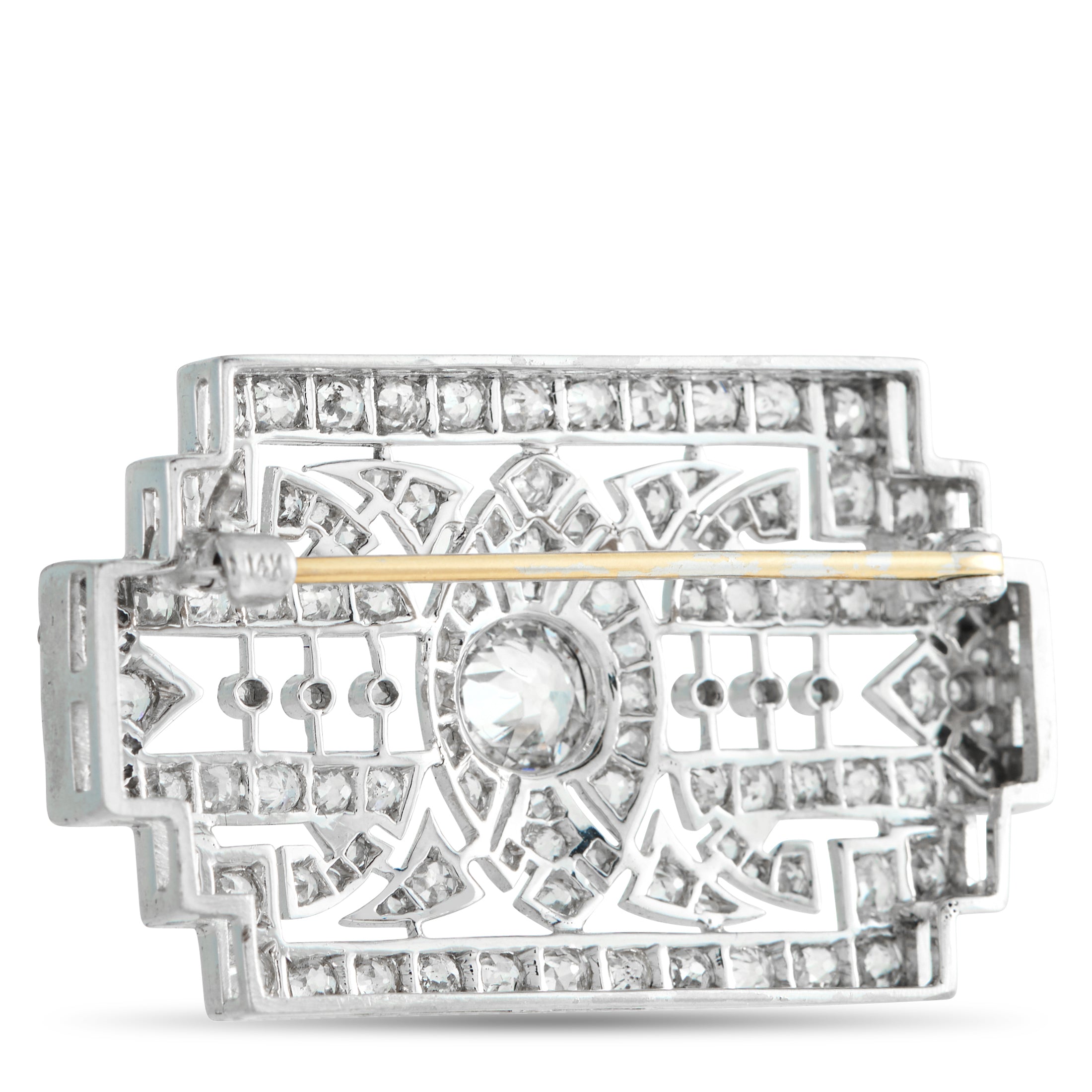Platinum 3.70ct Diamond Art Deco Brooch