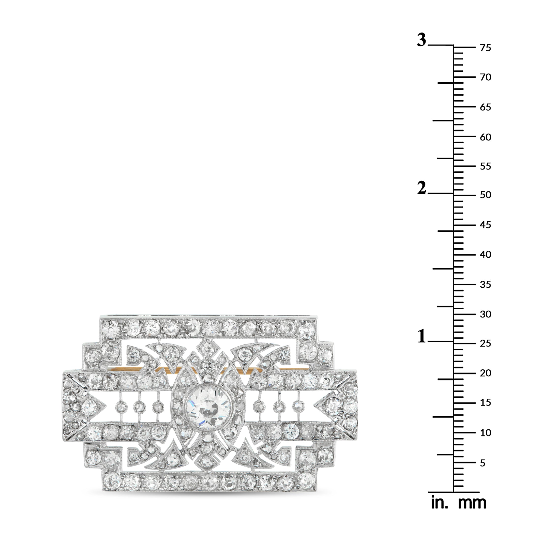Platinum 3.70ct Diamond Art Deco Brooch
